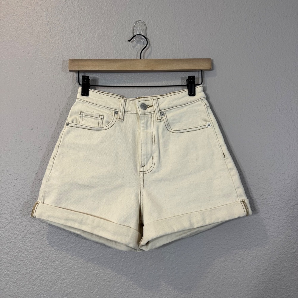 Wild Fable Women's Size 00/R Cream Super High-Rise Rolled Cuff Shorts